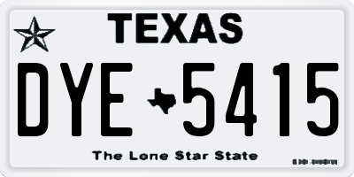 TX license plate DYE5415