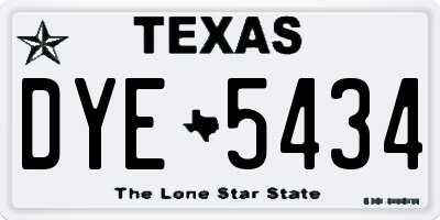 TX license plate DYE5434