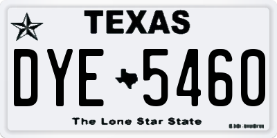 TX license plate DYE5460