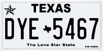 TX license plate DYE5467