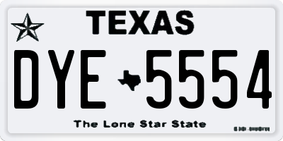 TX license plate DYE5554