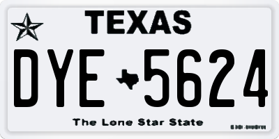 TX license plate DYE5624