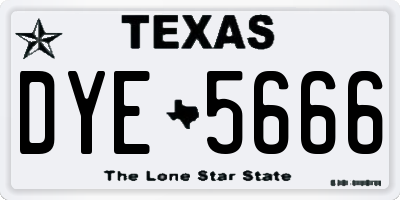TX license plate DYE5666