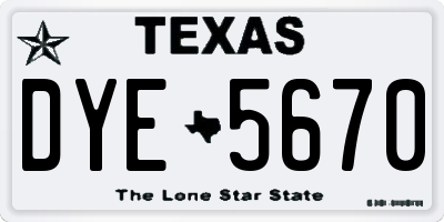 TX license plate DYE5670