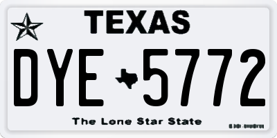 TX license plate DYE5772