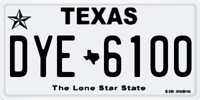 TX license plate DYE6100