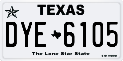 TX license plate DYE6105