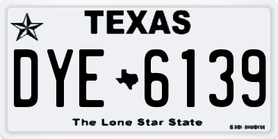 TX license plate DYE6139