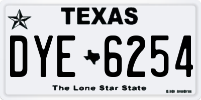TX license plate DYE6254