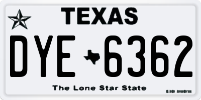 TX license plate DYE6362