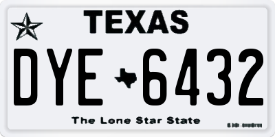 TX license plate DYE6432
