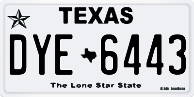 TX license plate DYE6443