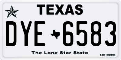 TX license plate DYE6583