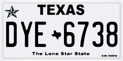 TX license plate DYE6738