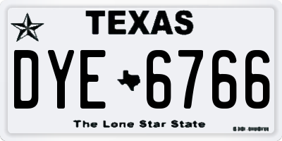 TX license plate DYE6766