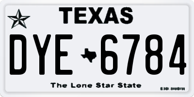 TX license plate DYE6784