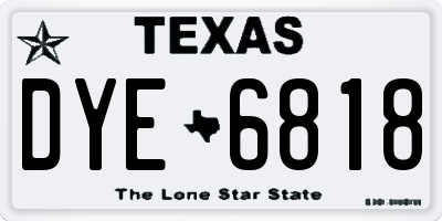 TX license plate DYE6818