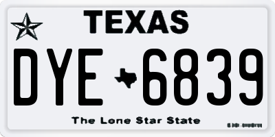 TX license plate DYE6839