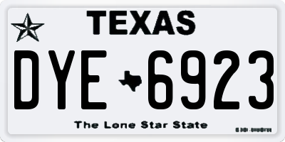 TX license plate DYE6923