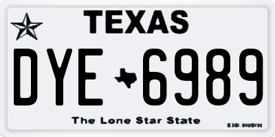 TX license plate DYE6989
