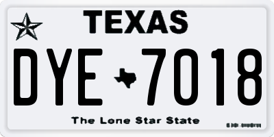 TX license plate DYE7018