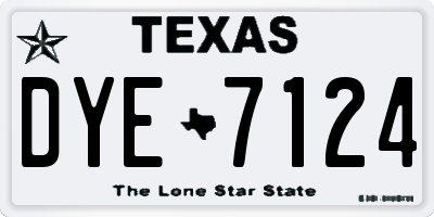 TX license plate DYE7124