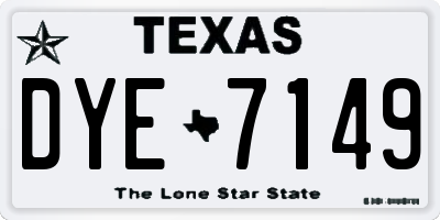 TX license plate DYE7149