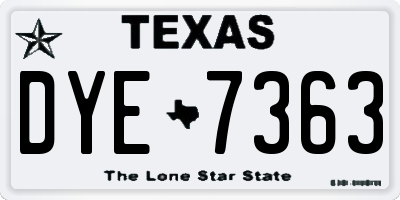 TX license plate DYE7363