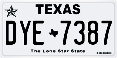 TX license plate DYE7387