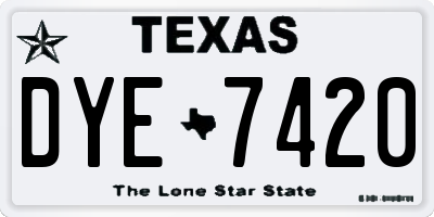 TX license plate DYE7420