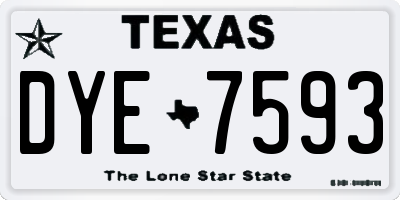 TX license plate DYE7593
