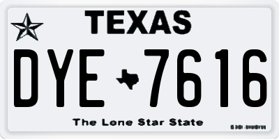 TX license plate DYE7616
