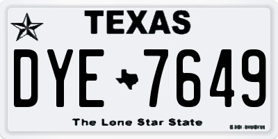 TX license plate DYE7649