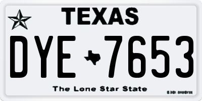 TX license plate DYE7653