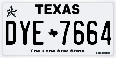 TX license plate DYE7664