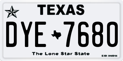 TX license plate DYE7680