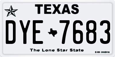 TX license plate DYE7683