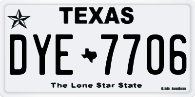 TX license plate DYE7706
