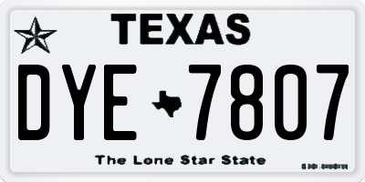TX license plate DYE7807