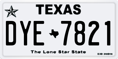 TX license plate DYE7821