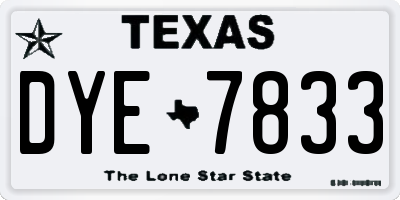 TX license plate DYE7833