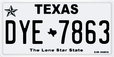 TX license plate DYE7863