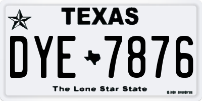 TX license plate DYE7876