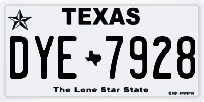 TX license plate DYE7928
