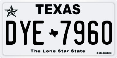 TX license plate DYE7960