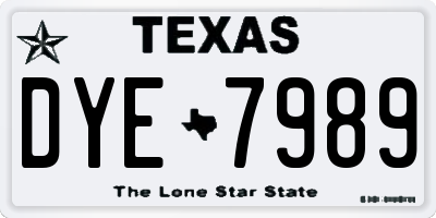 TX license plate DYE7989