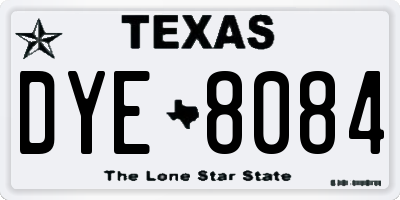 TX license plate DYE8084