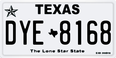TX license plate DYE8168