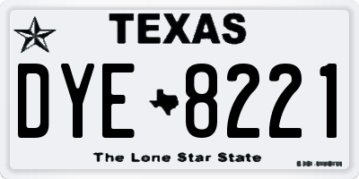 TX license plate DYE8221