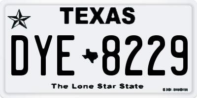 TX license plate DYE8229